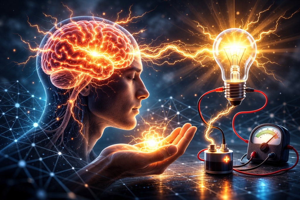 neurônios transmitindo impulsos elétricos