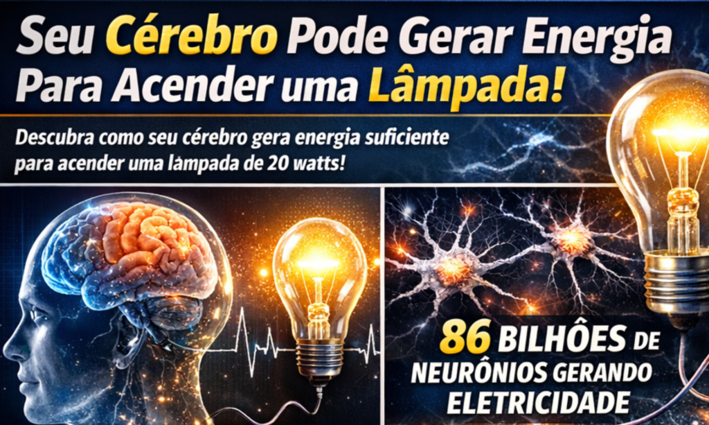 cérebro humano gerando energia elétrica