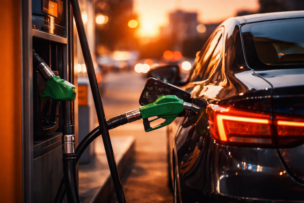 Veiculo sendo abastecido em um posto de gasolina